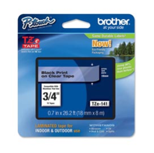 BROTHER NASTRO PER ETICHETTATRICE LAMINATO 18MM X 8MT TRASPARENTE STAMPA NERO TZE141